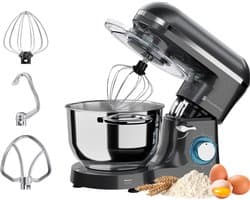 KitchenBrothers 2000W Keukenmachine - Keukenrobot - 6,2L - Mixer met Mengkom - Keukenmixer - BPA-vrij - Antraciet