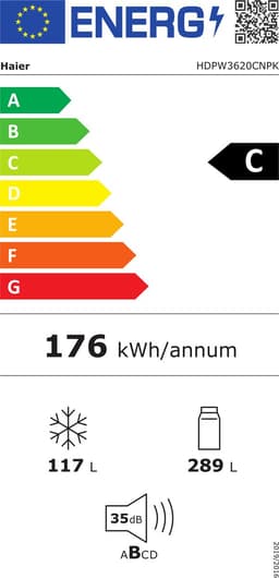 Haier HDPW3620CNPK - Koel-vriescombinatie - 406L - Extra Capaciteit - Flexible Deur Vakken - 99% Air Surround - Energieklasse C - 2-in-1: Koel-vriescombinatie - 10 Jaar Garantie op onderdelen — thumbnail 2