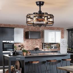 LuxiLamps - Kooi Ventilator - Moderne Plafondventilator - Zwart/Bruin - 3 Snelheden - 50 cm - Dimbaar Met Afstandsbediening - Kroonluchter Ventilator - Woonkamer Lamp — thumbnail 5