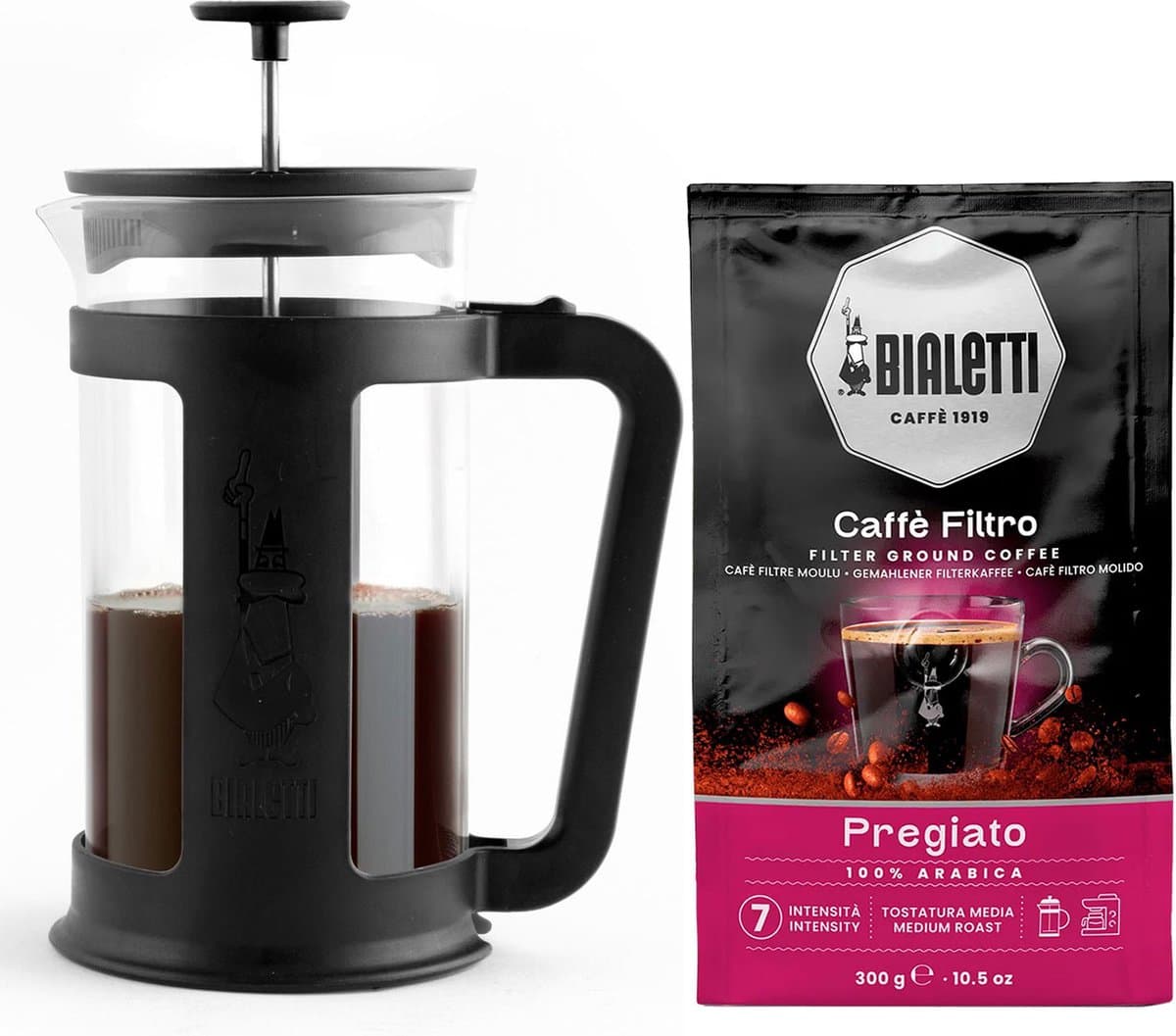 Bialetti French Press Smart 350ml + Bialetti Pregiato Filterkoffie 300 gram — afbeelding 1