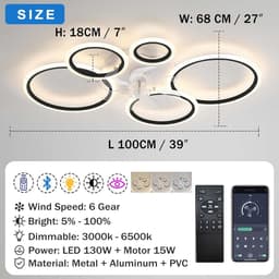 Equivera Plafonniere met Ventilator - Plafondventilator - Plafondventilator Afstandsbediening - Plafondventilator Slaapkamer - Plafond Ventilator met Verlichting - Plafondlamp - Plafonniere - Ideaal voor in uw slaapkamer! — thumbnail 5