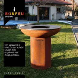 BonFeu BonBiza BBQ XL Corten – Grote BBQ met Plancha en Vuurschaal voor Buiten Koken - Gemaakt van Cortenstaal - 98x98x100 cm — thumbnail 3