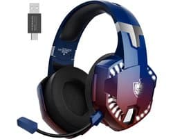 PHOINIKAS G2000 Max - 2.4GHz Draadloze Gaming Headset - met microfoon - Over-ear Koptelefoon - Nintendo Switch/PS4/PS5/PC/Xbox - Verblindend blauw