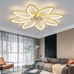 Plafondventilator Slaapkamer - Plafonniere Met Ventilator - Plafondventilator Met Verlichting - Plafondventilator Afstandsbediening - Goud - 90 CM — thumbnail 2