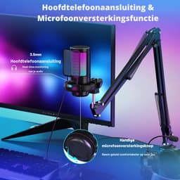 Truskore Microfoon met arm - USB - gaming - RGB Condensatormicrofoon - met Mute-Knop, Popfilter, Microfoonarm - Luxe microfoon — thumbnail 3