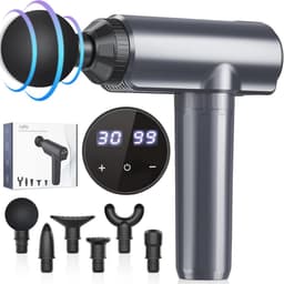Massagepistool - Spierstimulator - Spierherstel Bevorderen - 30 Niveaus en 6 Koppen - 19x6x18cm - Zwart — thumbnail 1