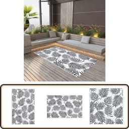 vidaXL - Buitenkleed - ARAKIL - 120x180 - cm - PP - wit - en - zwart — thumbnail 2