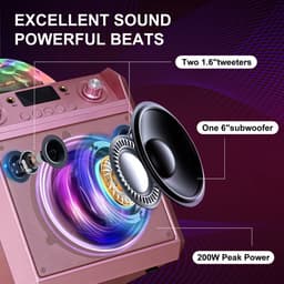 N-GEAR Block Party 602 XL - Karaoke set met 2 Microfoons - Bluetooth speaker draadloos - Partybox met Verlichting - Space Pink — thumbnail 3