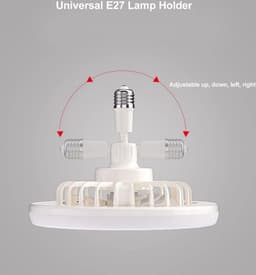 Kleine Plafondventilator met Afstandsbediening en E27 Lamphouder - Ventilatoren met Instelbare Snelheid en Licht 85-265V — thumbnail 4