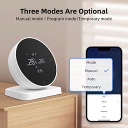 Draadloze thermostaat | Wifi touchscreen | Draadloos 433MHz ontvanger | Tuya Smart Life & spraak | Zwart/Wit — thumbnail 5