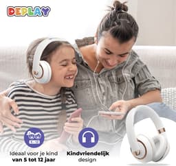 DEPLAY Headphones - Kinderkoptelefoon - Koptelefoon Kinderen - Over Ear - Draadloos - Volumebegrenzer - Noise Isolation - Wit — thumbnail 3