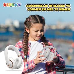 DEPLAY Headphones - Kinderkoptelefoon - Koptelefoon Kinderen - Over Ear - Draadloos - Volumebegrenzer - Noise Isolation - Wit — thumbnail 4
