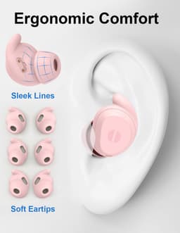 OneMelon Drops - draadloze oordopjes - Roze - kleine oordopjes - bluetooth 5.3 oortjes o.a. voor slapen - ANC en Transparency mode - ENC microfoon - touch bediening - usb-c - slaapoordopjes — thumbnail 4