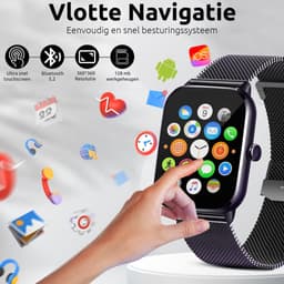 SAMTECH Smartwatch Ultra Thin Pro Serie 5 - Dames & Heren – Sport horloge - Stappenteller, Calorie Teller, Slaap meter, HD – IOS & Android - Zwart — thumbnail 4