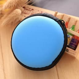Oortjes opberg hoesje - Case - Etui - Organizer - Voor oordopjes en laadkabels - USB - Rond - Blauw — thumbnail 1