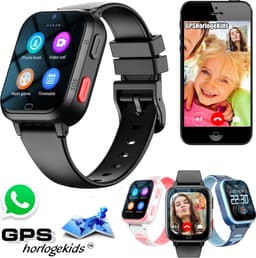 GPSHorlogeKids© - GPS horloge kind - smartwatch kinderen - WhatsApp - 4G videobellen - spatwaterdicht - SOS alarm - SMS - incl. SIM - Yoda Zwart — thumbnail 1