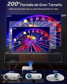 Mini Beamer - Streamen vanaf je telefoon - Bluetooth Audio - Input tot 1080P Full HD - Projector - Mini Projector - HDMI - USB - Wit - Smartphone - Draagbaar - Zoomfunctie - Ingebouwde speaker — thumbnail 2