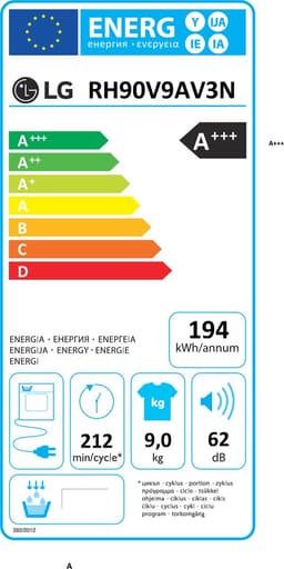 LG RH90V9AV3N -  Warmtepompdroger - 9 kg - 62 dB - Energielabel C — thumbnail 2