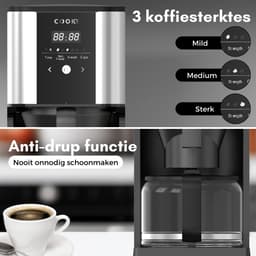 COOK-IT Koffiemachine met Bonen en Filterkoffie - Coffee Machine - Koffiezetapparaat met Display en Timer — thumbnail 4