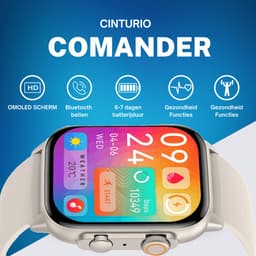 Cinturio Commander Smartwatch - Zilver/Wit - Omoled Scherm - Voor heren en voor dames — thumbnail 2