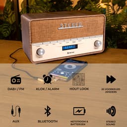Denver DAB Radio XL - Retro Radio - Bluetooth - DAB+/ FM - Batterijen & Netstroom - DAB36LW — thumbnail 3