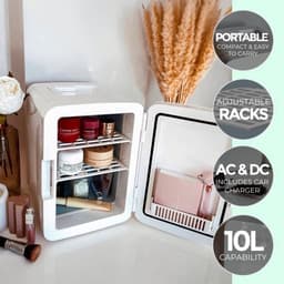 Kleine Koelkast - 10L Koelkast, Mini Koelkast 12V/220V, Koeling en Verwarming Functies, Minikoelkasten Voor Kamers, Auto Koelkast, Mini Cosmetische Koelkast, Skincare Fridge — thumbnail 2