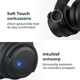 Koptelefoon Bluetooth - Draadloze Active Noise Cancelling Premium Hoofdtelefoon - Draadloos - Met Microfoon - Met Draad - Koptelefoons - Headphones — thumbnail 5