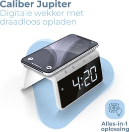 Caliber Wekker - Draadloze Oplader - Wake-up Light - Digitale wekker - Wekkers digitaal - Digitale klok - Wit (HCG019QI-WA) — thumbnail 3