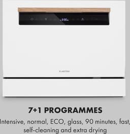 Klarstein Lagoona mini-vaatwasser vrijstaand, vermogen: 1380 watt, 6 standaardcouverts, waterverbruik: 6,5 L, 7 programma’s plus extra drogen, 49 dB, touchbedieningspaneel, wit — thumbnail 3