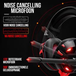 Strex Gaming Headset Met Microfoon - Geschikt Voor PC / PS4 / PS5 / Xbox / Switch - Game Koptelefoon Met Draad - Rood — thumbnail 5