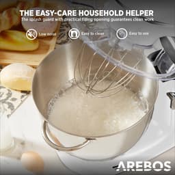 AREBOS Keukenmachine - 1500W - Keukenrobot - 6L - Keukenmixer - Foodprocessor - Roestvrij Stalen Mengkom - 6 Snelheden - Wit — thumbnail 2