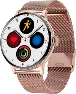 Belesy® NUMBER 2 - Smartwatch Heren – Smartwatch Dames - Horloge – Stappenteller – Calorieën - Hartslag – Sporten - Splitscreen - Kleurenscherm - Full Touch - Bluetooth Bellen – Staal – Milanees - Goud - Moederdag — thumbnail 1