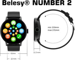 Belesy® NUMBER 2 - Smartwatch Heren – Smartwatch Dames - Horloge – Stappenteller – Calorieën - Hartslag – Sporten - Splitscreen - Kleurenscherm - Full Touch - Bluetooth Bellen – Staal – Milanees - Zilver - Moederdag — thumbnail 3