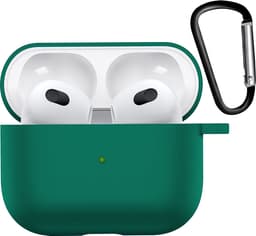 Hoesje - Geschikt voor Apple AirPods 3 - met Clip - Siliconen Hoes - Silicone Case Cover - Turquoise Groen — thumbnail 1