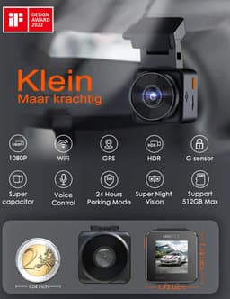 Vantrue E1 Lite FullHD Wifi GPS dashcam voor auto — thumbnail 3