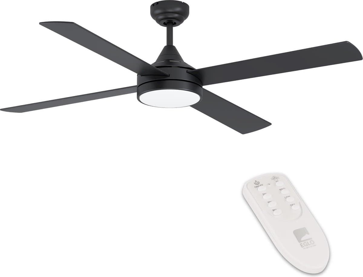 EGLO Trinidad Plafondlamp met ventilator - 122cm - AC longer life - Zwart - Dimbaar - Instelbaar wit licht — afbeelding 1