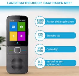 TibaGoods - Vertaalcomputer - Vertaal Apparaat - Zwart - Slimme Vertaler - 137+ Talen - Draagbare Vertaler - Lange Batterijduur — thumbnail 4