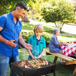Uten Opvouwbare mini bbq houtskool - barbecue houtskool - Houtskoolbarbecues - Camping barbecues- Barbeque - Grilloppervlak (L x B) 35 x 27 cm - Zwart — thumbnail 4