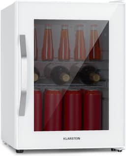 Klarstein Drankkoeler minikoelkast met glazen deur, minikoelkast voor op de kamer, kleine met verstelbare schappen, kleine koelkast van 33 liter, stille koelkast voor binnen en buiten - Drankenkoelkast - Touch - Wit - Drankkoelkast — thumbnail 5