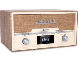 Denver DAB Radio CD Speler - Retro Radio - Bluetooth - 20 voorkeuzezenders - DAB /FM / AUX - MDA525 - Lightwood
