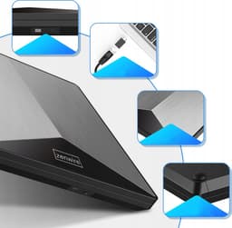 Zenwire Externe DVD Speler en Brander - Optical Drive - Optische Drive - Voor Laptop - USB 3.0 of USB C 3.1 - Plug & Play - Windows, MacOS & Linux - Hoes + Kabel - Externe CD speler- Aluminimum behuizing — thumbnail 2