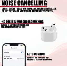 Bluetooth Oordopjes - Draadloze oortjes - Oortjes draadloos - Bluetooth 5.3 - Geschikt voor iPhone 12/13/14/15/16 Plus, Pro, Pro Max, iPad Pro, Air, 2022 en Samsung Galaxy A55, S24 - Noise Cancelling — thumbnail 3