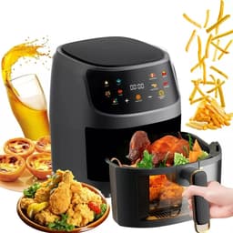 Comnox - Heteluchtfriteuse - 6L Inhoud - Airfryer - 2400W - Met LCD scherm - Zwart — thumbnail 4