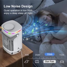 SwiftCool - Mini Mobiele Airco Zonder Afvoer - Ventilator - 3-in-1 - Draagbare Mobiele Airco - Mini - Aircooler - Zonder Slang en Afvoer - 4 snelheden - Wit — thumbnail 3