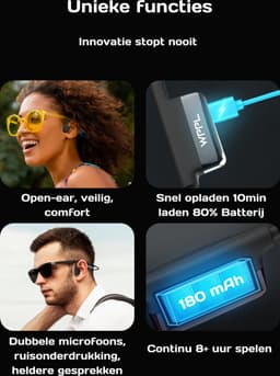 WPPL – Bone Conduction Headphone – Open Ear Koptelefoon – Sport koptelefoon – Sport oordopjes – Sport oortjes - Draadloos – Bluetooth - Waterbestendig – Lichtgewicht, Sportief & Veilig – Met Microfoon – Zwart — thumbnail 5