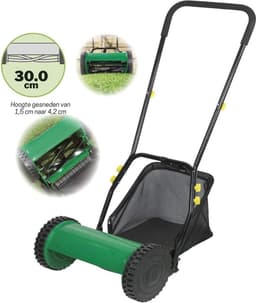 Grasmaaier Handmatig – Grastrimmer Met Opvangbak – Handmaaier 30 Cm Breed – Kooimesmaaier - 100 x 60 x 50 cm - Groen — thumbnail 2