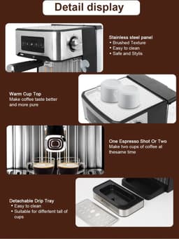Espressomachine - LCD Touch - Incl. Melkopschuimer - Koffie 3 -1 - Espresso - Cappuccino - Latte — thumbnail 2