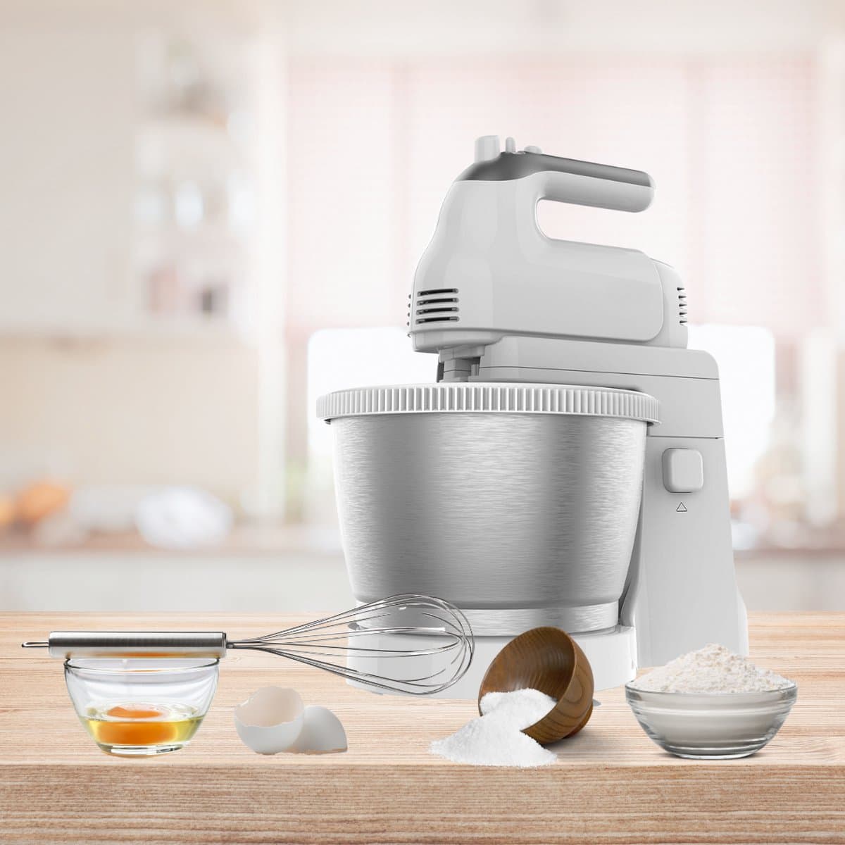 Deegmachine met Spatbescherming - Keukenmachine - Kneedmachine voor Zwaar Deeg - Wit — afbeelding 1