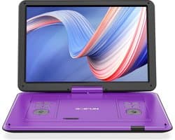 Boifun 17,5" draagbare dvd-speler met 15,6" HD groot draaibaar scherm voor in de auto, 4-6 uur speeltijd met batterij, geheugen-afspeelfunctie, ondersteuning USB/TF-kaart [Blu-ray niet ondersteund]