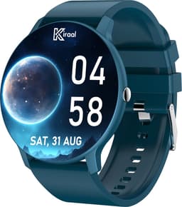 Kiraal Fit 5 - Smartwatch dames - Smartwatch Heren - Stappenteller - Full Screen - Fitness Tracker - Activity Tracker - Smartwatch Android & IOS - Blauw — thumbnail 1
